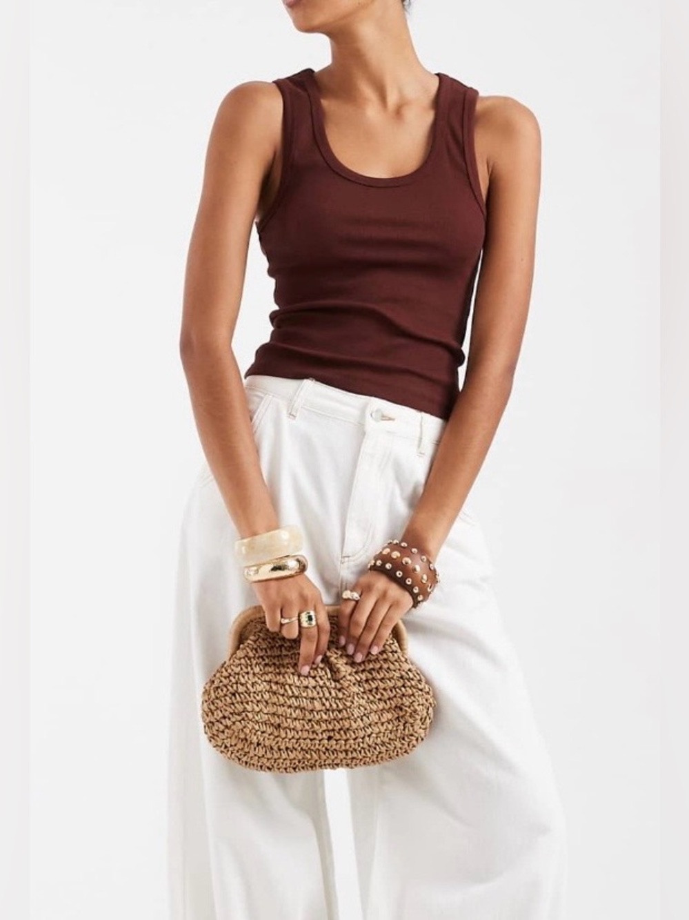 ASOS Ribbed Tank Top — Brown Size S - Picture 3 of 6